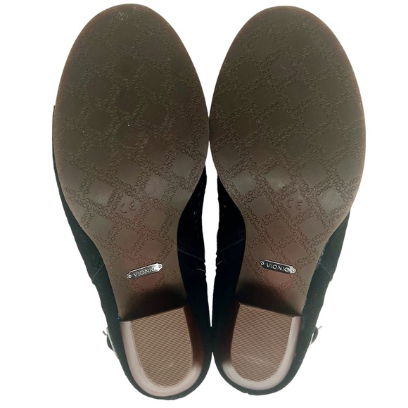 Vionic Women's Chyrssa Black Suede Side Zip Open Toe Booties size 8 - Picture 8 of 12